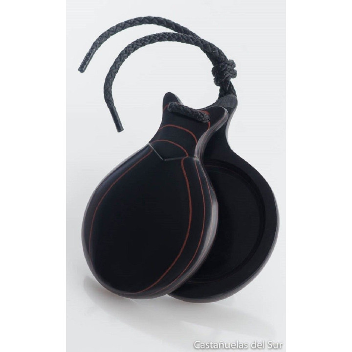 Del Sur Castanets: FIBRA NEGRA VETEADA ROJO. Nº3