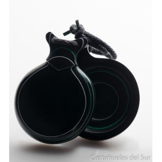 Del Sur Castanets: Capricho Black.Pinstripe White And Green. Two Sound