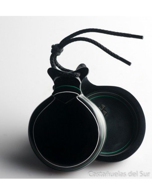 Del Sur Castanets: Capricho NEGRO. VETEADO BLANCO Y VERDE N&ordm;5