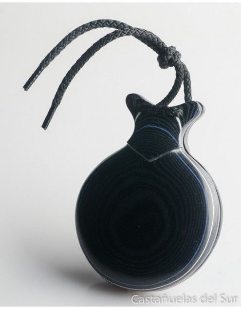 Del Sur Castanets: Capricho TELA NEGRA. VETEADO BLANCO Y AZUL N&ordm;7