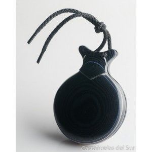 Del Sur Castanets: Capricho TELA NEGRA. VETEADO BLANCO Y AZUL Nº7