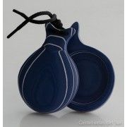 Del Sur Castanets: VIDRIO AZUL VETEADO BLANCO. Nº5