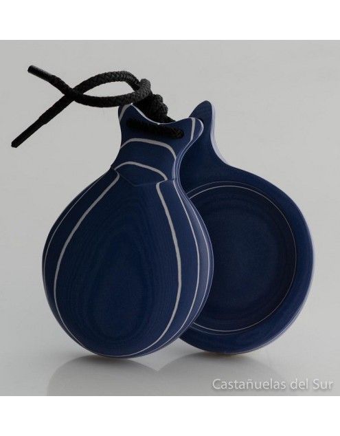 Del Sur Castanets: VIDRIO AZUL VETEADO BLANCO. N&ordm;5