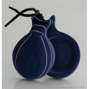 Del Sur Castanets: VIDRIO AZUL VETEADO BLANCO. Nº5