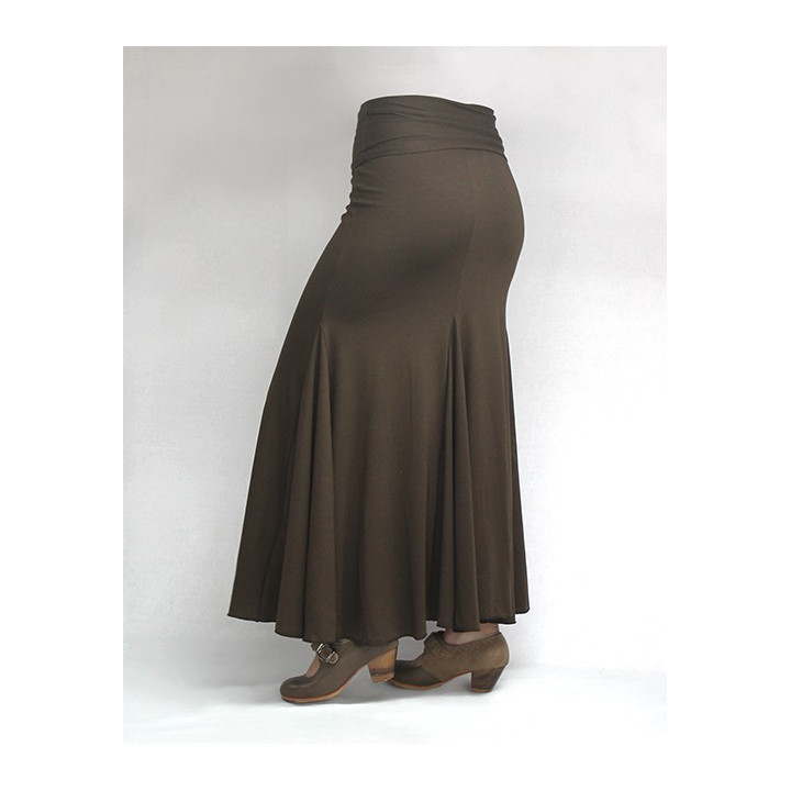 Marina Solid Skirt 3 Godet - Size S Brown