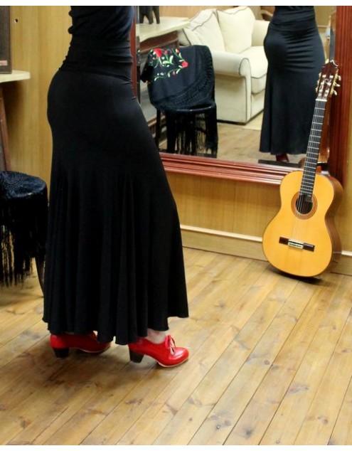 MARINA SOLID SKIRT 3 GODET - BLACK