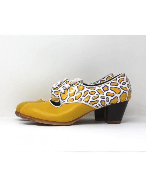 Carmela 39,5 A+PR Leather Pl&aacute;tano Cubano 5 Exposed Back Patent Leather Animal Print