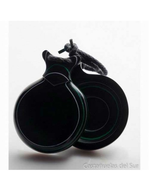 Del Sur Castanets: Capricho NEGRO. VETEADO BLANCO Y VERDE. N&ordm;7