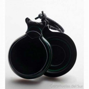 Del Sur Castanets: Capricho NEGRO. VETEADO BLANCO Y VERDE. Nº7