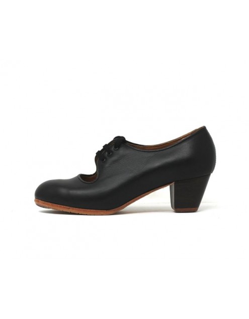 Carmen 36 A Leather Black Cubano 5 Exposed (Beige Rubber Soles)