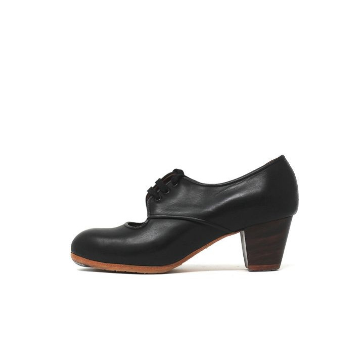 Carmela 38 AA Leather Black Cubano 5 Exposed (Rubber Soles Beige) 7378
